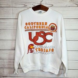 Vintage 90s USC Trojan Southern California Crewneck Sweater Galt Sand Sz L USA